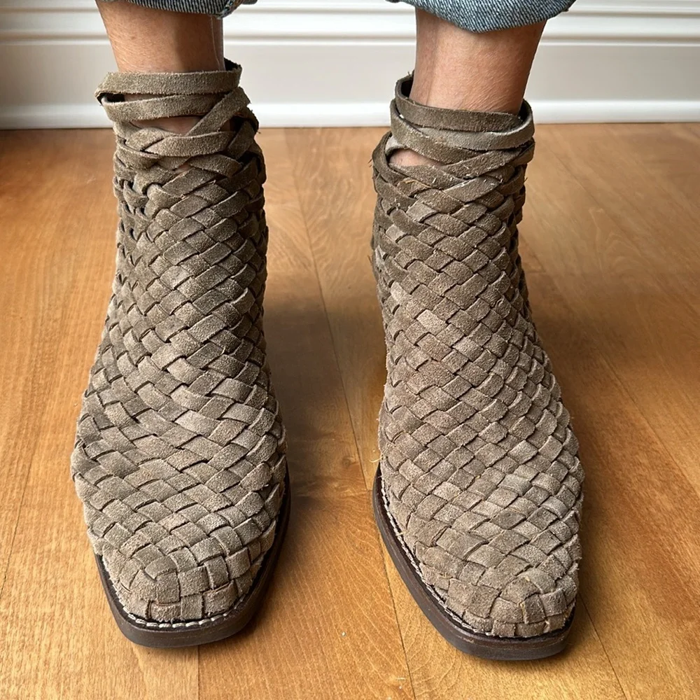 Jeffrey Campbell Surat Suede Woven Ankle Boots booties 8 - Picture 2 of 7